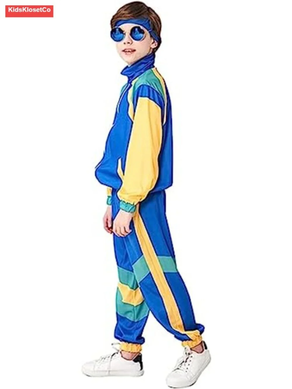 80s Retro Hip Hop Colorblock Tracksuit, 2-Piece Windbreaker Set Boys Girls
